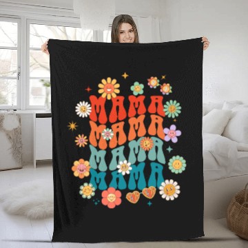 Discover Retro Flower Smile Typography Design Fleece Blankets