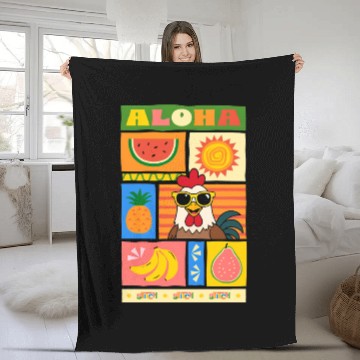 Discover Aloha Chicken Fleece Blankets – Funny Tropical Design