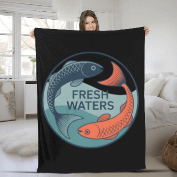 Discover Fresh Waters Koi Fish Artwork Fleece Blankets