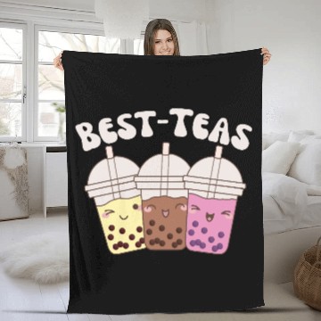 Discover Best-Teas Cute Kawaii Bubble Tea Boba Tea Fleece Blankets