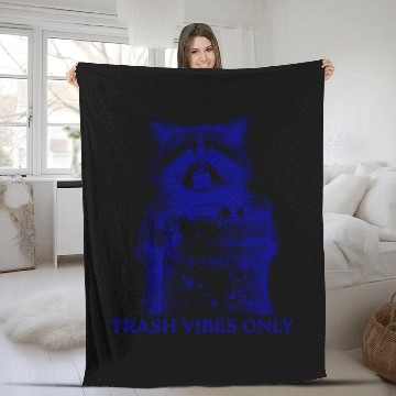 Discover Trash Vibes Only Funny Raccoon Funny Trash Panda Fleece Blankets