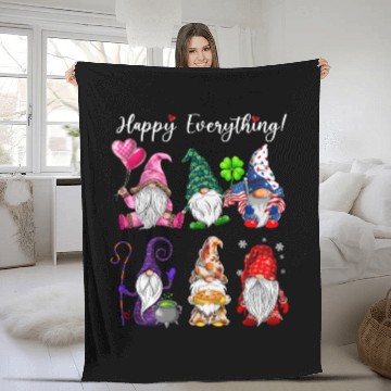 Discover Happy Everything Gnomes Every Seasons All Year Fleece Blankets
