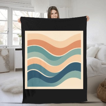 Discover Serene Ocean Wave Abstract Design Fleece Blankets