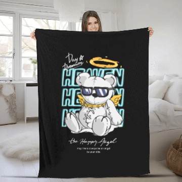 Discover Angel Bear with Sunglasses and Halo Fleece Blankets
