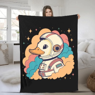 Discover Space Duck Fleece Blankets
