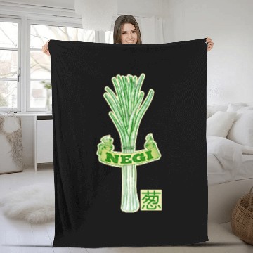 Discover Fresh Green Onion Illustration Negi Japanese Fleece Blankets