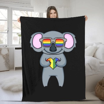 Discover Rainbow Sunglasses Koala Heart Fleece Blankets