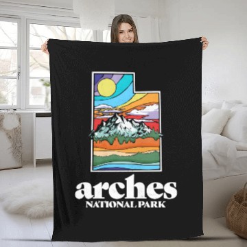 Discover Arches National Park Utah Vintage Nature Outdoor Fleece Blankets