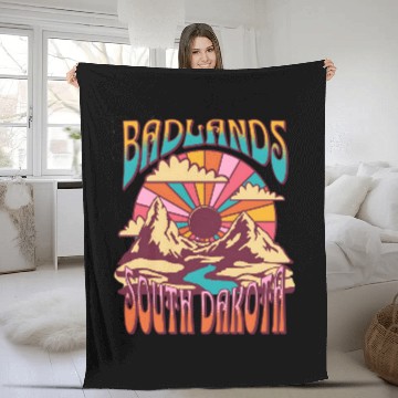 Discover Badlands South Dakota Nature Hiking Mountains Fleece Blankets