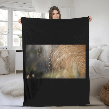 Discover Tiny Dew Drops on Delicate Golden Grass Fleece Blankets
