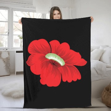 Discover Vivid Red Hibiscus Floral Design Fleece Blankets