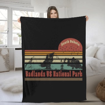 Discover Badlands US National Park South Dakota Travel Fleece Blankets