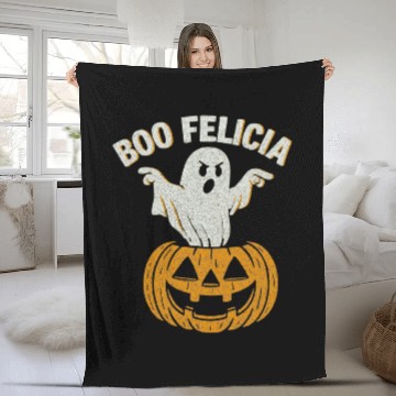 Discover Boo Felicia Funny Ghost Halloween Spooky Fleece Blankets
