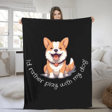 Discover Joyful Corgi Playfulness Design Fleece Blankets