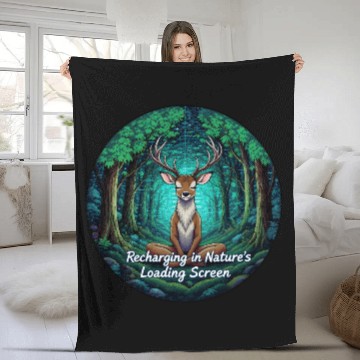 Discover Enchanted Forest Deer Meditation Design Fleece Blankets