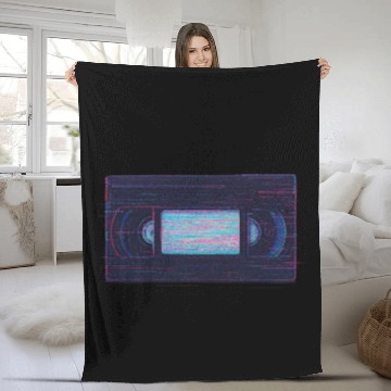 Discover Retro VHS Tape Neon Glow Design Fleece Blankets