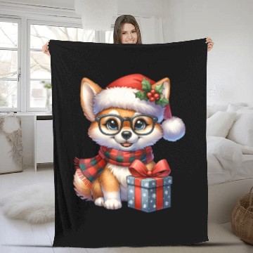 Discover Festive Holiday Pug with Glasses and Gift Fleece Blankets