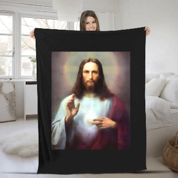 Discover Divine Surreal Jesus Portrait Fleece Blankets