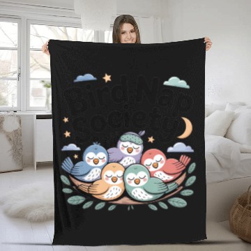 Discover Bird Nap Society | Cute Lazy Sleeping Birds Fleece Blankets
