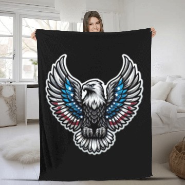 Discover Patriotic Eagle Emblem Fleece Blankets