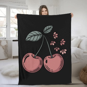 Discover Cherry Boho Blossoms and Berries Delight for Fleece Blankets