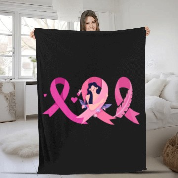 Discover Floral Breast Cancer Awareness Ribbon Fleece Blankets