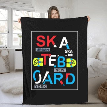 Discover Urban Skateboard Typography New York Fleece Blankets