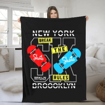 Discover Urban Skateboard Brooklyn Rules Design Fleece Blankets
