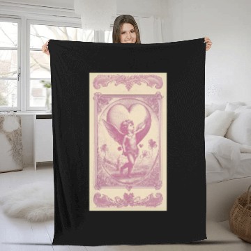 Discover Vintage Cupid Heart Illustration Fleece Blankets