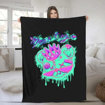 Discover Neon Teddy Bear with Crown and Sunglasses Fleece Blankets