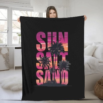 Discover Sunset Palm Tree Silhouette Design Fleece Blankets