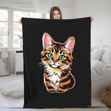 Discover cat Tiger Cub Illustration Fleece Blankets