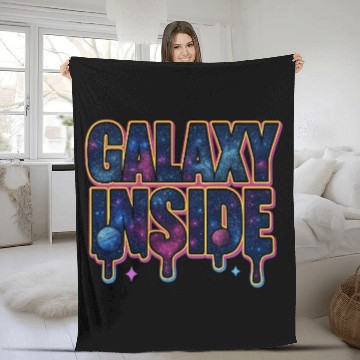 Discover Galaxy Inside Cosmic Typography Fleece Blankets