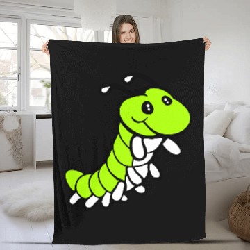 Discover Caterpillar sweet little happy smile cute friendly Fleece Blankets