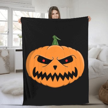 Discover Menacing Jack-O'-Lantern Halloween Design Fleece Blankets