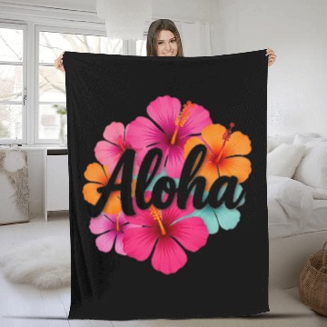 Discover Aloha Hibiscus Hawaiian Dream Design Hawaii Vaca  Fleece Blankets