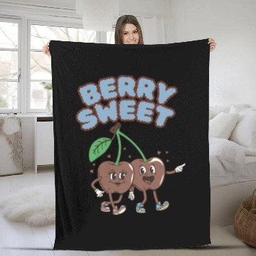 Discover Whimsical Cherry Characters Design Fleece Blankets