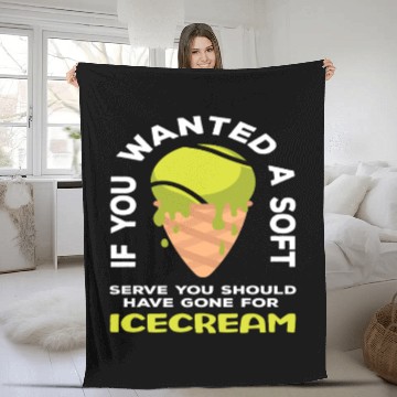 Discover Tennis Player Soft Serve Ice Cream Humor Fleece Blankets
