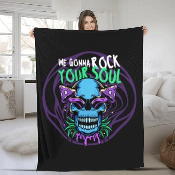 Discover Psychedelic Rock Skull Design Fleece Blankets