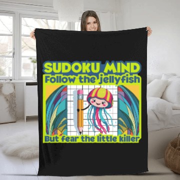 Discover Sudoku Mind – 9x9 Number Puzzle Lover Jellyfish Fleece Blankets