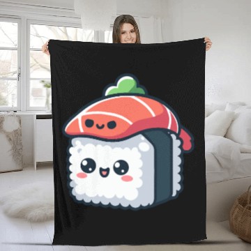 Discover kawaii sushi character - food Fleece Blankets