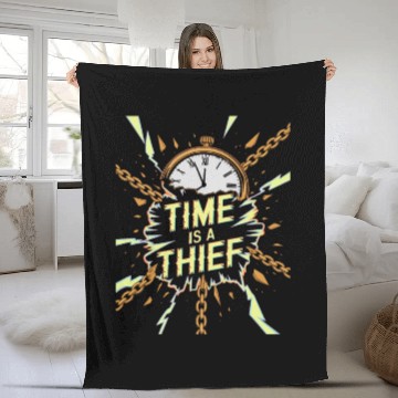 Discover Time is a Thief Vintage Pocket Watch Fleece Blankets