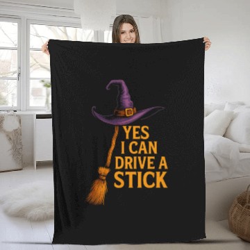 Discover Witch Hat Driving Stick Funny Quote Design Fleece Blankets