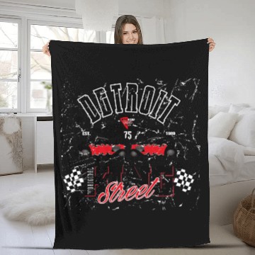 Discover Retro Octobite Hot Rod Detroit Garage Fleece Blankets