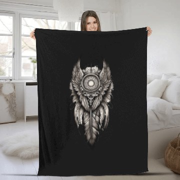 Discover Intricate Dreamcatcher Feather Tattoo Fleece Blankets