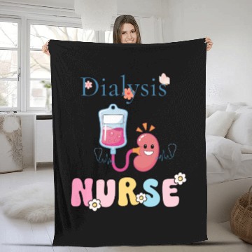 Discover Dialysis Nurse Illustration Fleece Blankets
