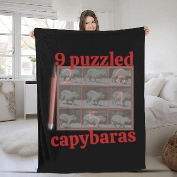 Discover Capybara Sudoku – Funny 9×9 Number Puzzle Gift Fleece Blankets