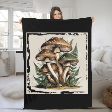 Discover Mushroom Forest Botanical Illustration Fleece Blankets