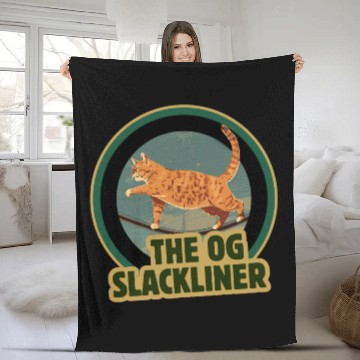Discover The OG Slackliner – Vintage Cat Walking the Line Fleece Blankets