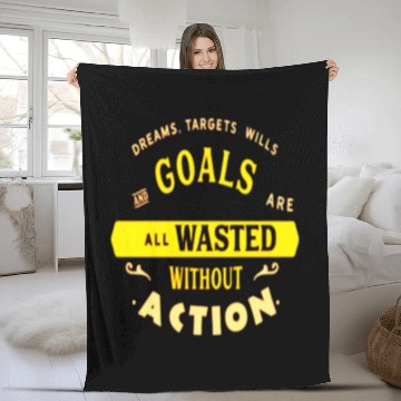 Discover Inspirational Quote on Goals and Action Fleece Blankets